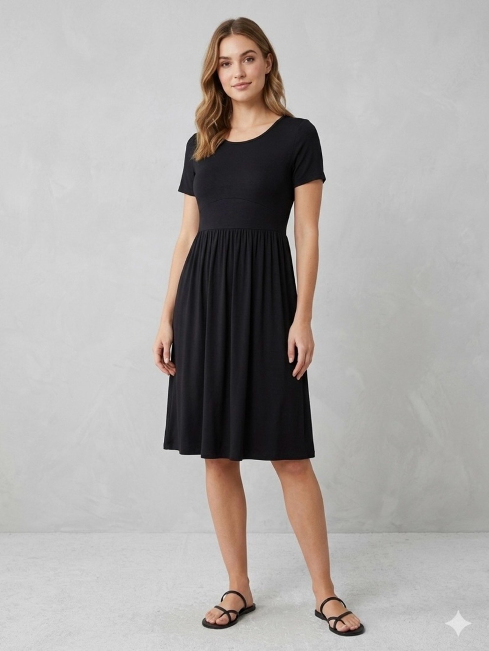 Women’s Medium Designed By AJ Black Knit T-Shirt Dress Midi Short Sleeve NWT